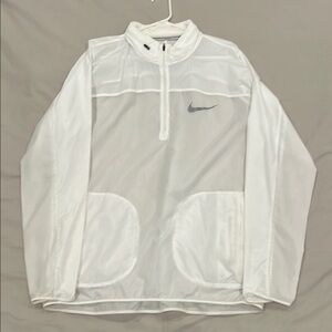 NIKE RUNNING - Men’s Sz L White and Gray Packable Lightweight Quarter-Zip Jacket